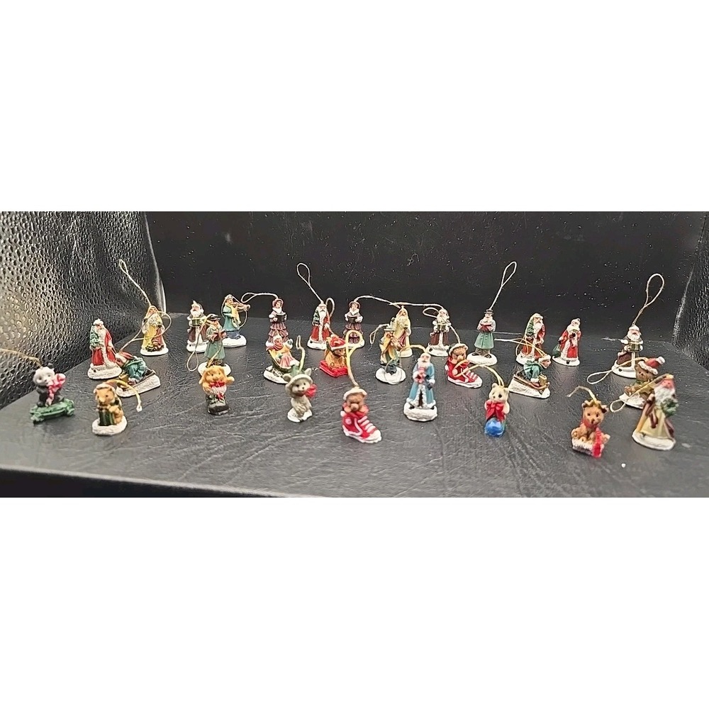 Lot Of 30 Christmas Victorian Figures Ornament People Village 1" Miniature Santa